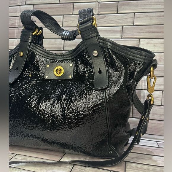 MARC JACOBS BLACK SEQUIN LEATHER HANDBAG VINTAGE - Picture 3 of 15